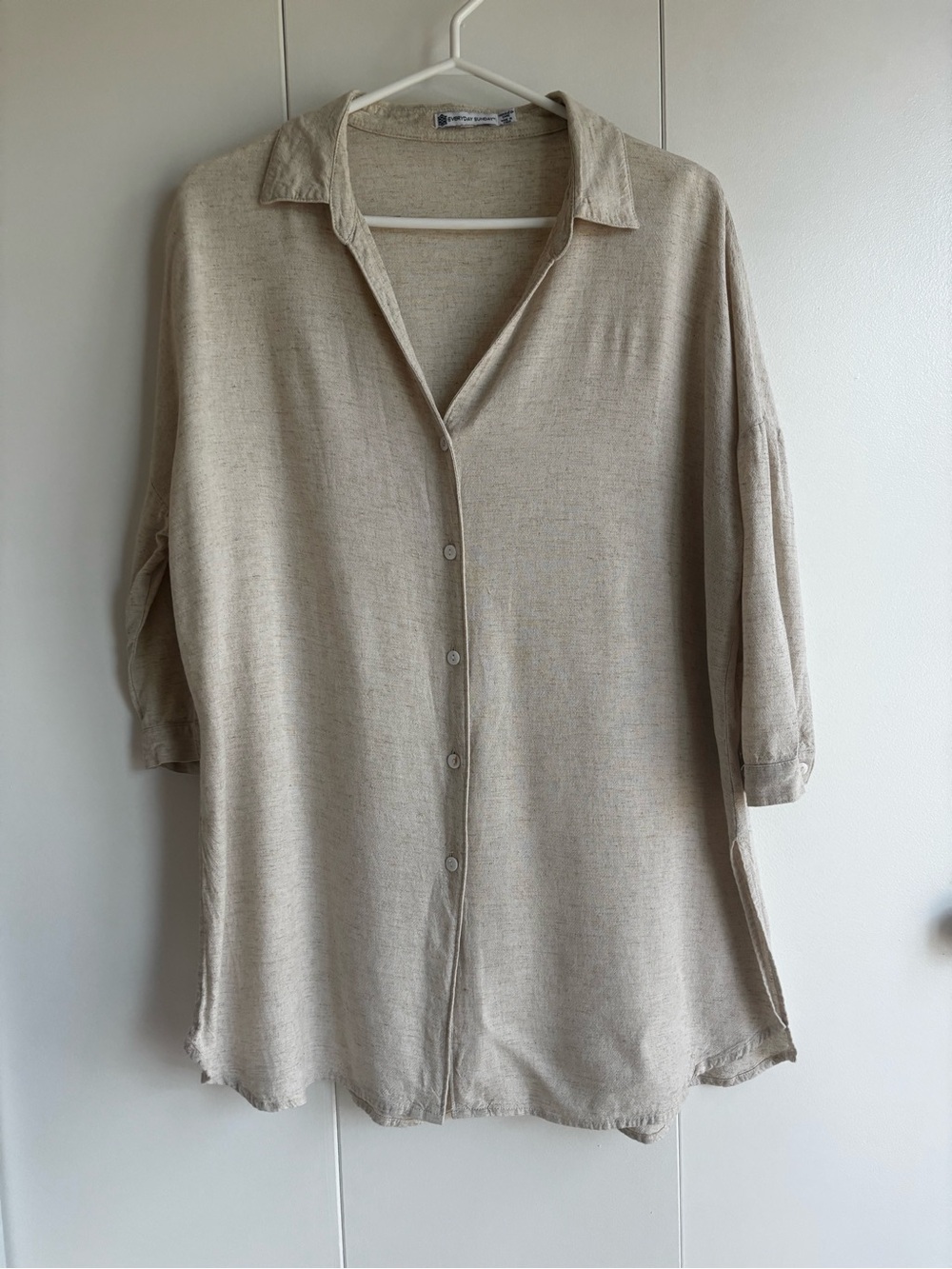 Everyday Sunday Linen Blend Natural Weave Tunic Blouse